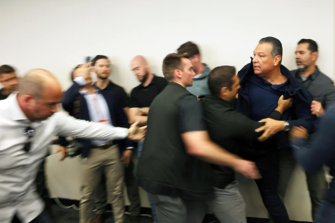 Sen. Alex Padilla is forcibly removed from DHS Secretary Kristi Noem's news conference