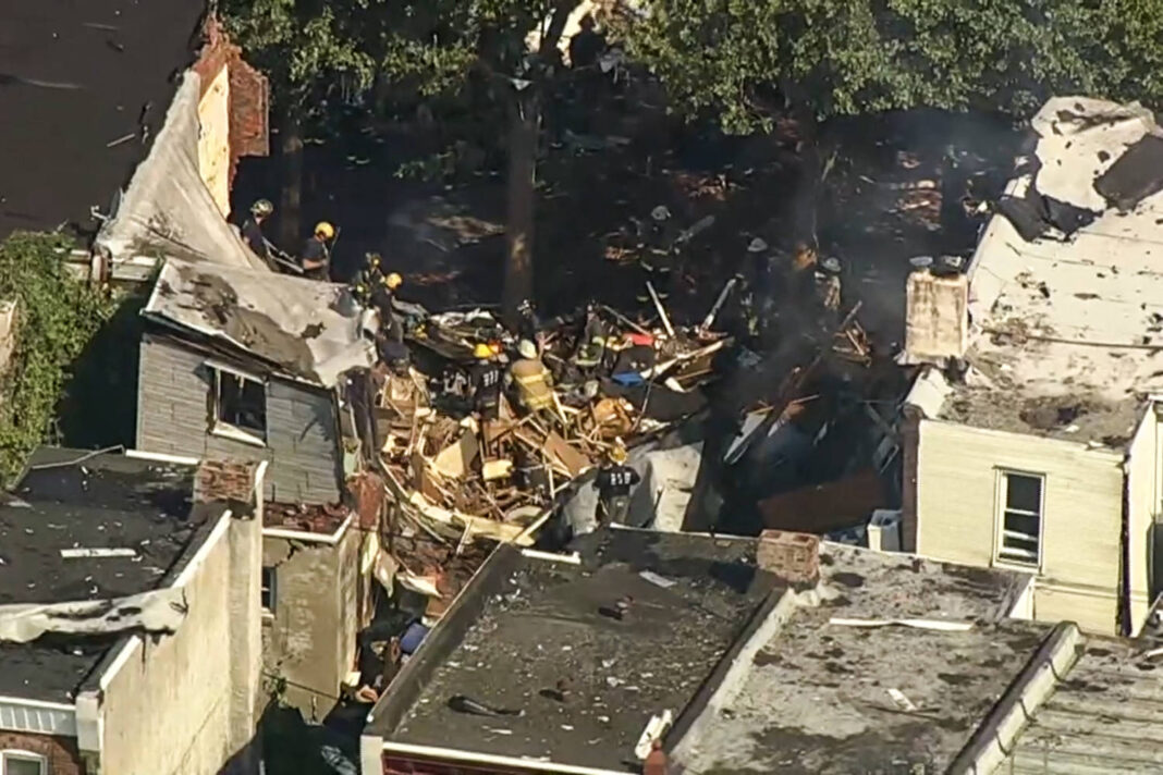 Two injured after three buildings collapse following explosion in Philadelphia