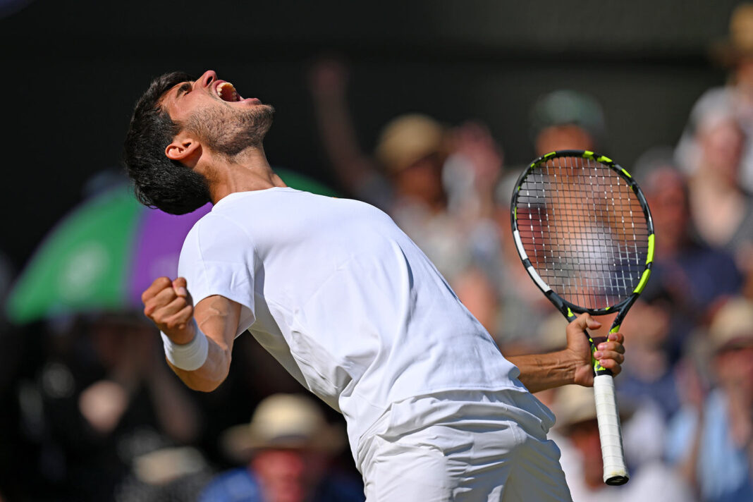Two-time defending champion Carlos Alcaraz beats Taylor Fritz to reach the Wimbledon final